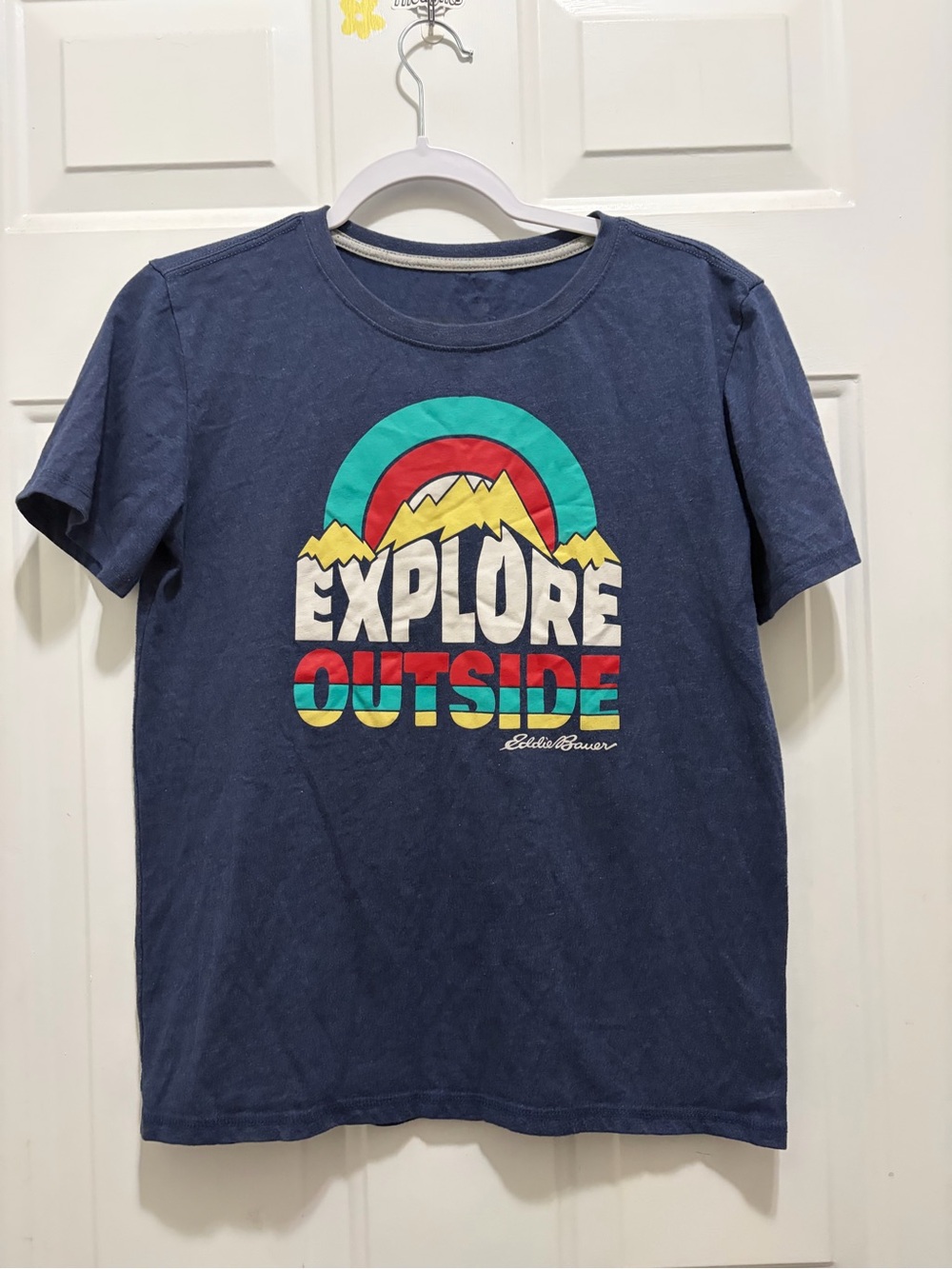 Eddie Bauer Navy 'Explore Outside' Graphic Tee with Multicolor Print